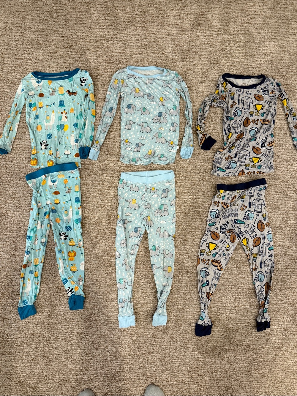Kids Long Sleeve Pajama Set - birthday, elephant, football, construction